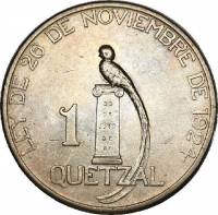 (№1925km242) Монета Гватемала 1925 год 1 Quetzal