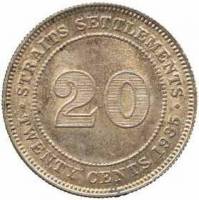 (№1926km30b) Монета Стрейтс Сетлментс 1926 год 20 Cents