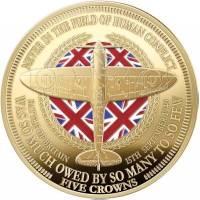 (№2015) Монета Тристан да Кунья 2015 год 5 Crowns (Битва за Британию 75-летие, несколько - позолочен