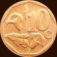 (№2014) Монета Южная Африка 2014 год 10 Cents (Ningizimu Африка)