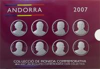 (2007, 8м) Набор монет Андорра 2007 год "Папы римские"   UNC
