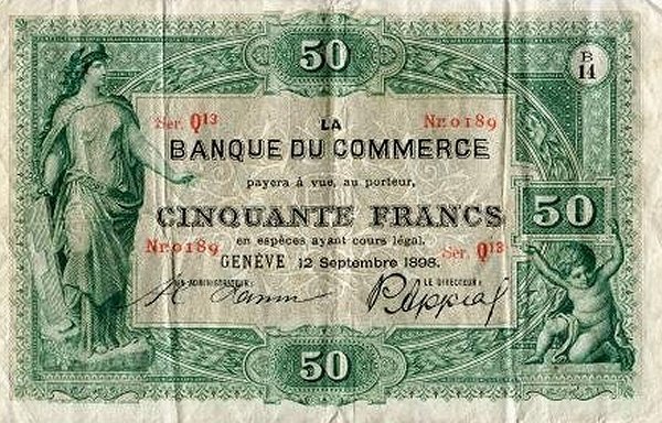 (№1883P-S302) Банкнота Швейцария 1883 год &quot;50 Francs&quot;