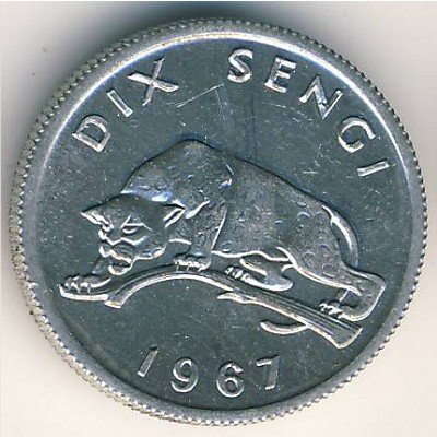 (№1967km7) Монета Демократическая Республика Конго 1967 год 10 Sengi (1/10 Likuta)