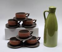 Кофейные пары керамика 6 шт и Графин - штоф зеленый