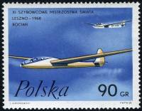 (1968-028) Марка Польша "Тип 'Аист'"   11-й Чемпионат мира планеристов III Θ