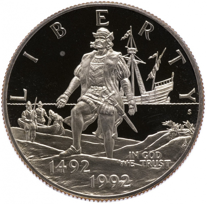 (1992s) Монета США 1992 год 50 центов   Открытие Америки Колумбом. 500 лет Медь-Никель  PROOF