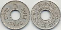 1939 Монета Палестина 5 милс  Медь-Никель  XF