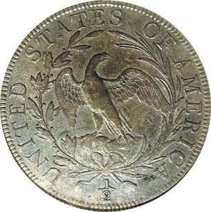 (1802) Монета США 1802 год 50 центов  2. Геральдический орёл Серебро Ag 892  VF