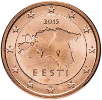 (2015) Монета Эстония 2015 год 1 евроцент   Сталь, покрытая медью  UNC