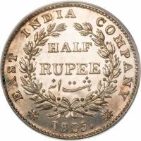 (№1835km449.1) Монета Индия 1835 год frac12; Rupee