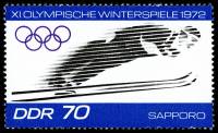 (1971-105) Марка Германия (ГДР) "Прыжки с трамплина"    Зимние ОИ 1972, Саппоро II Θ