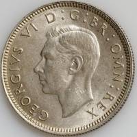 (1946) Монета Великобритания 1946 год 1 шиллинг "Георг VI"  Английский герб Серебро Ag 500  UNC