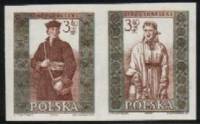 (1960-015a-016a) Сцепка (2 м + куп) Польша "Люблин" Без перфорации   Национальная одежда III Θ