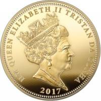 () Монета Тристан да Кунья 2017 год 1 крона ""  Медно-никелевый сплав, покрытый золотом  PROOF