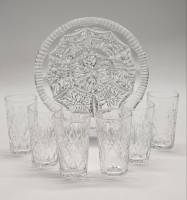 Блюдо круглое и 6 стопок - стаканов хрусталь СССР