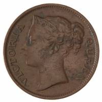 () Монета Стрейтс Сетлментс («Поселения у пролива»)  1862 год 12  ""   Медь  UNC
