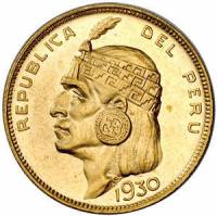 () Монета Перу 1930 год 500  ""   Биметалл (Платина - Золото)  UNC