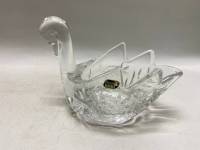 Салатник ладья лебедь хрусталь СССР Богемия