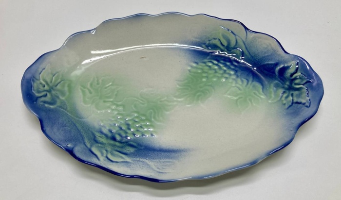 Блюдо овальное, ЛенСтройФаянс, виноград, СССР