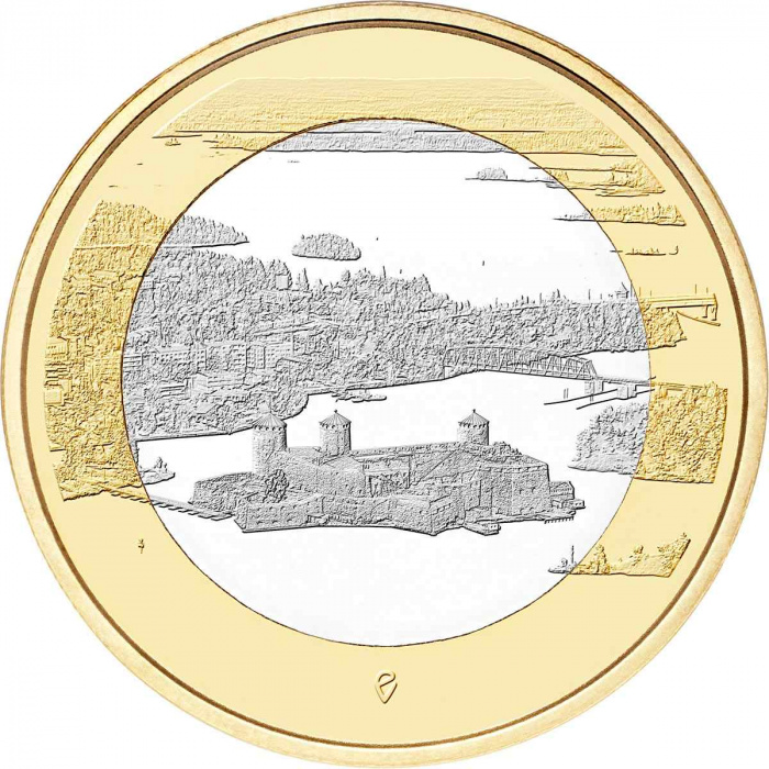 (065) Монета Финляндия 2018 год 5 евро &quot;Крепость Олавинлинна&quot; 2. Диаметр 27,25 мм Биметалл  UNC