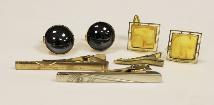 Набор запонок и зажимов для галстука, 7 предметов (см. фото)