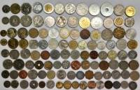 Набор иностранных монет, разные страны, года, номиналы, 110 штук