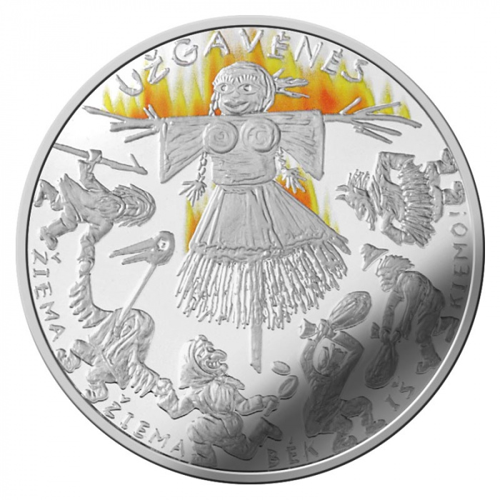 (2019) Монета Литва 2019 год 5 евро &quot;Масленица&quot; Цветная  PROOF в коробке