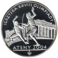 2004 Монета Польша 2004 год 10 злотых XXVIII Летняя Олимпиада Афины 2004 Фехтование  Серебро Ag 925 