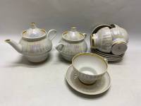 Чайный сервиз на 5 персон, 12 предметов Минский фарфоровый завод, перламутр СССР