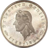 () Монета Германия (Третий Рейх, с 1933 по 1945 год) 1934 год 5  ""   Биметалл (Серебро - Ниобиум)  