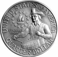 (1976s, Ag) Монета США 1976 год 25 центов   200 лет независимости. Барабанщик Серебро Ag 800  PROOF
