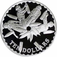 (2008) Монета Каймановы острова 2008 год 10 долларов "Снаряды"  Серебро Ag 925  PROOF