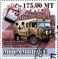 (№2009-3173) Марка Мозамбик 2009 год "История специальных транспортных Великой военной машины "скоро