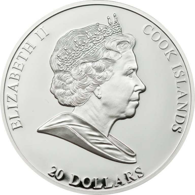 2010 Монета Острова Кука 2010 год 20 долларов Винсент Ван Гог. Подсолнухи  Серебро Ag 999  Коробка