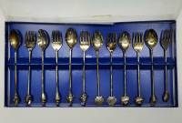 Набор чайных ложек и десертных вилок 12 штук с ручками в виде ракушек в коробке посеребрение