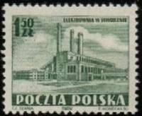 (1952-046) Марка Польша "Электростанция (Зеленая)"   Новая электростанция в г. Явожно I Θ