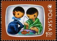 (1975-042) Марка Польша "Яцек и Агатка"    Детские ТВ программы II Θ