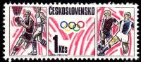 (1988-004) Марка Чехословакия "Баскетбол, футбоол"    Олимпийские игры в Калгари и Сеуле III Θ