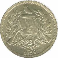 () Монета Гватемала 1899 год 1  ""   Биметалл (Серебро - Ниобиум)  UNC