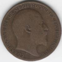 (1908) Монета Великобритания 1908 год 1/2 пенни "Эдуард VII"  Медь  VF