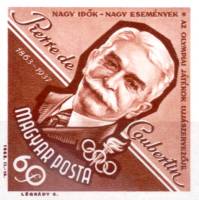 (1963-057) Марка Венгрия "Пьер де Кубертен"    100 лет со дня рождения Пьера де Кубертена II Θ