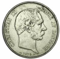 () Монета Дания 1875 год 2 кроны ""  Биметалл (Серебро - Ниобиум)  UNC
