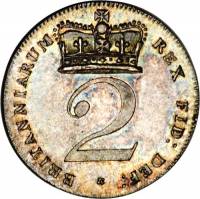 (1820) Монета Монди Великобритания 1820 год 2 пенса "Георг III"  Серебро Ag 925  UNC