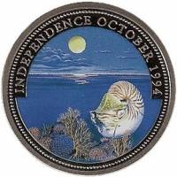 (№1994km8) Монета Палау 1994 год 1 Dollar (Независимость Октябре 1994, Наутилус)