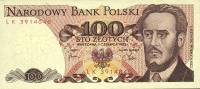 (1975) Банкнота Польша 1982 год 100 злотых "Людвиг Варинский"   UNC