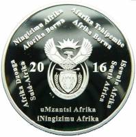 () Монета ЮАР (Южная Африка) 2016 год 2  ""   Биметалл (Серебро - Ниобиум)  UNC