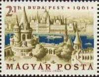 (1961-076) Марка Венгрия "Рыбацкий бастион и парламент"    Международная выставка почтовых марок, Бу