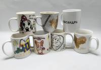 Набор чайных кружек 7 шт с именами и знаком зодиака Овен (сост. на фото)