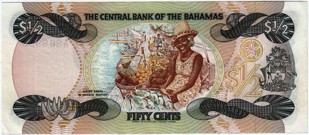 () Банкнота Багамские острова 1974 год 0,5  &quot;&quot;   UNC