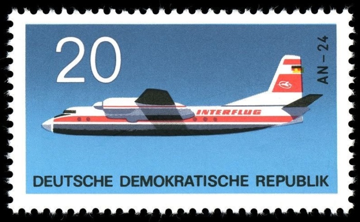 (1969-096) Марка Германия (ГДР) "АН-24"    Авиация II &Theta;